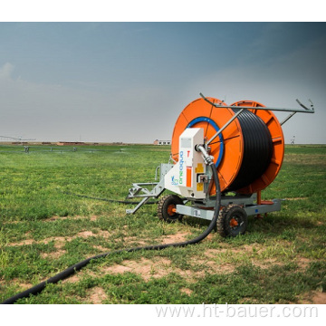 Long range lawn sprinkler hose reel irrigation system